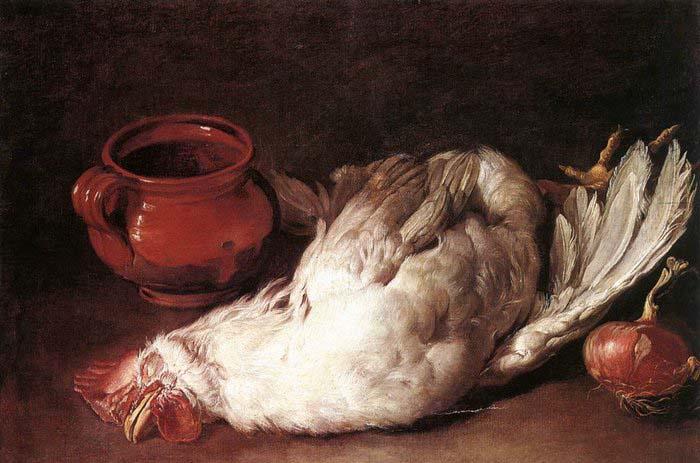 CERUTI, Giacomo Still-Life with Hen, Onion and Pot